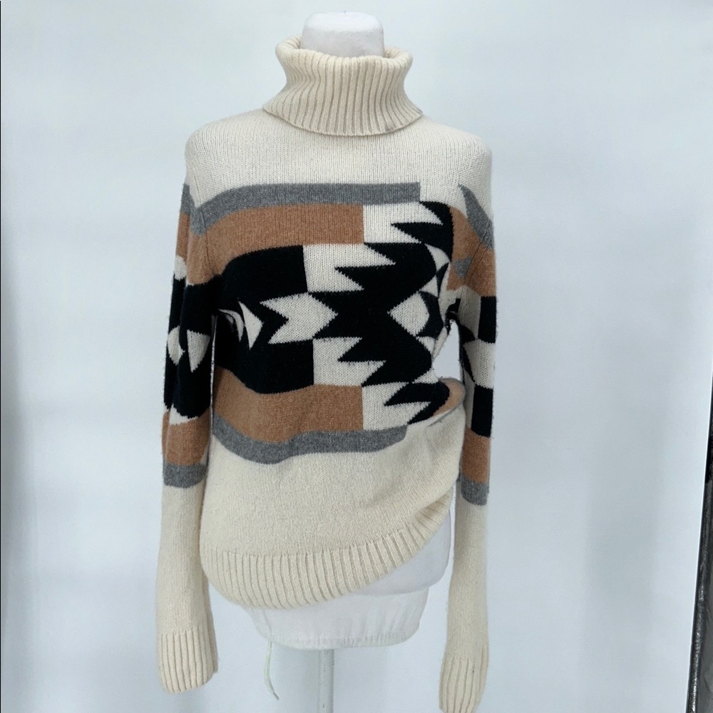 Perch x Apres 100% Cashmere Turtleneck Sweater Aztec Geometric Small - Picture 3 of 12